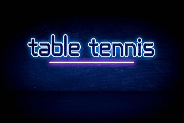 Table Tennis Blue Neon Announcement Signboard — Stock Photo, Image