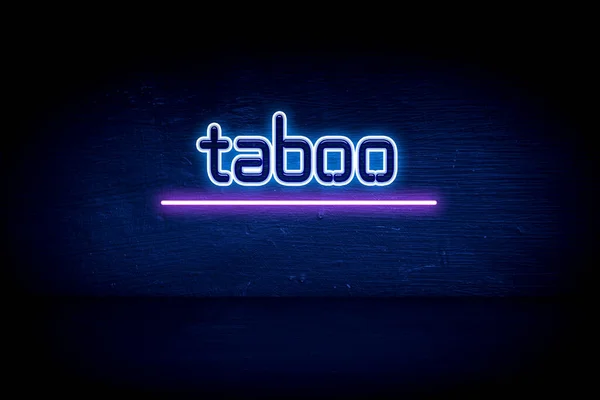 Taboo Blå Neon Tillkännagivande Skylt — Stockfoto