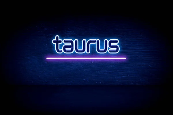 Taurus Letrero Anuncio Neón Azul — Foto de Stock