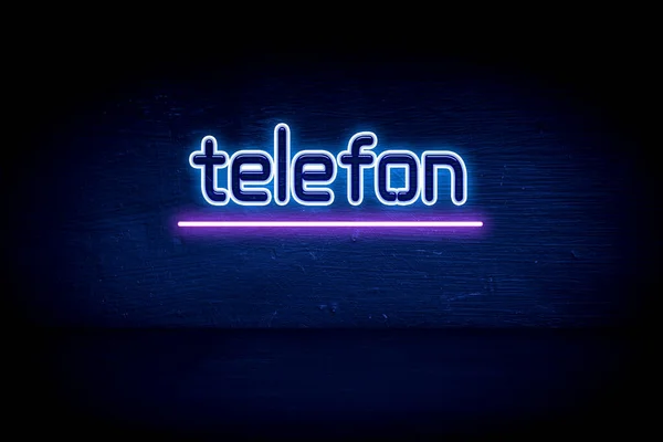 Telefon Blue Neon Announcement Signboard — Stock Photo, Image
