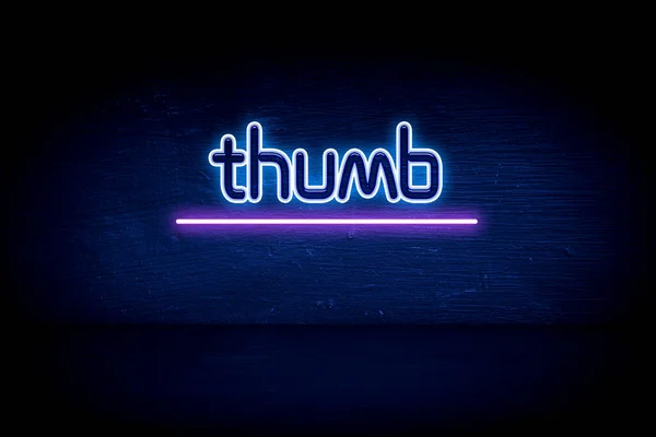 Thumb Blue Neon Announcement Signboard — Stock Photo, Image