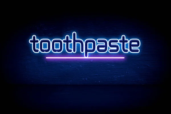 Зубная Паста Синяя Неоновая Вывеска Объявления — стоковое фото