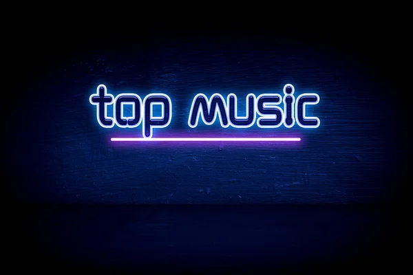 Top Music Cartello Blu Neon — Foto Stock