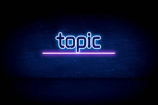 Topic Blue Neon Announcement Signboard — Stock Photo, Image