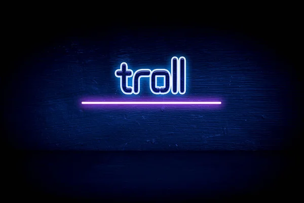 Troll Niebieski Neon Ogłoszenie Tablicy Ogłoszeń — Zdjęcie stockowe