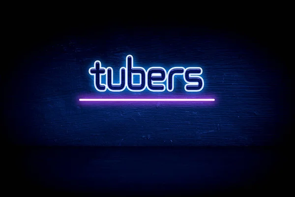Tubers Mavi Neon Duyuru Tabelası — Stok fotoğraf
