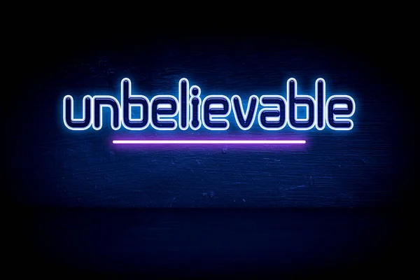 Unbelievable Blue Neon Announcement Signboard — Stock Photo, Image