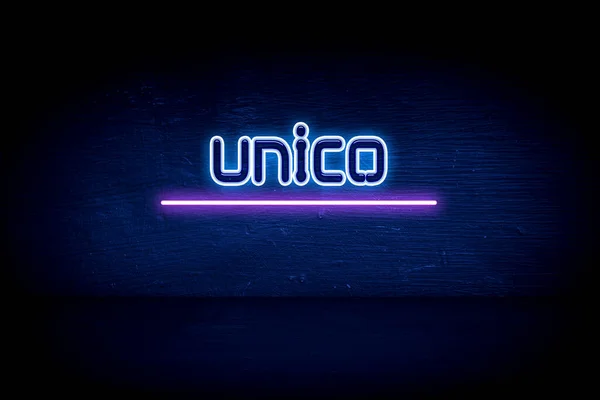 Unico Placa Anúncio Néon Azul — Fotografia de Stock