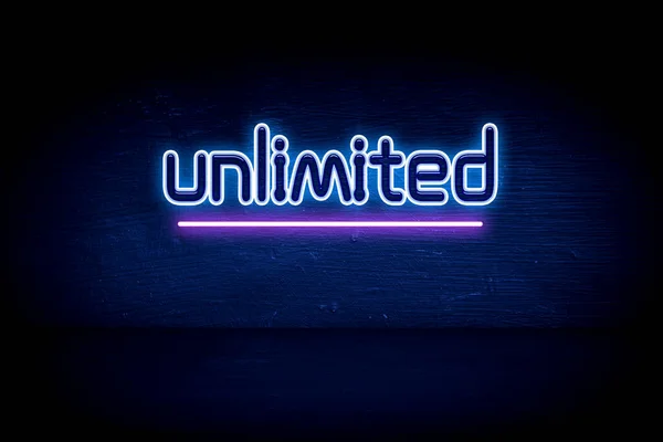 Unlimited Blue Neon Announcement Signboard — Stock Photo, Image