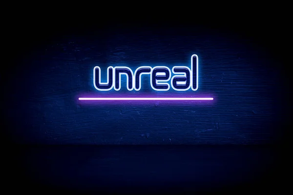 Irreale Cartello Blu Neon — Foto Stock
