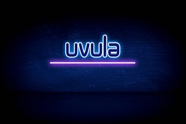 Uvula Μπλε Πινακίδα Ανακοίνωση Νέον — Φωτογραφία Αρχείου