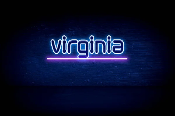 Virginia Blauw Neon Aankondiging Signboard — Stockfoto