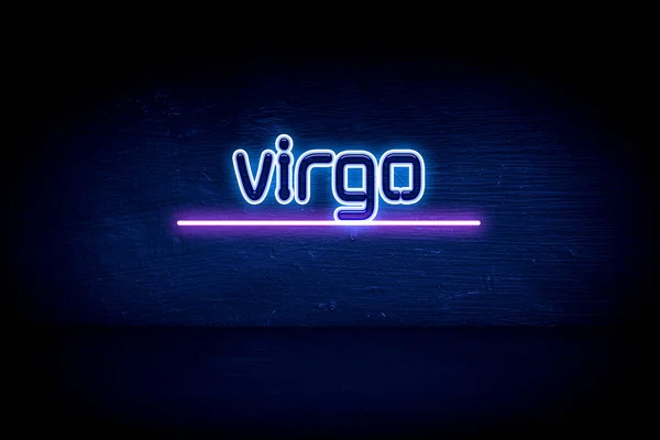 Virgo Blå Neon Tillkännagivande Skylt — Stockfoto