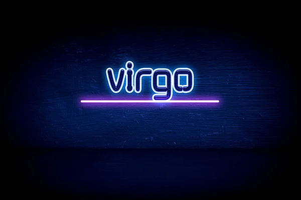 Virgo Kék Neon Hirdetőtábla — Stock Fotó