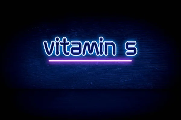 Vitamin Kék Neon Hirdetőtábla — Stock Fotó