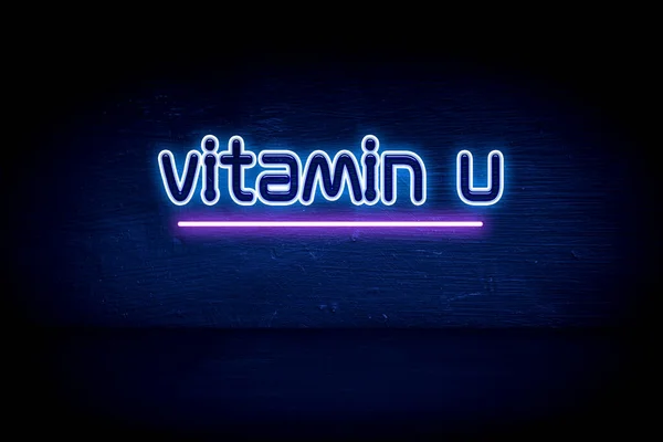 Vitamina Cartello Blu Neon — Foto Stock