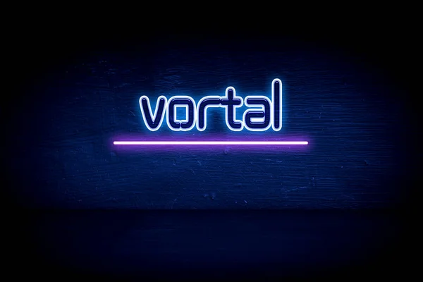 Vortal Blauw Neon Aankondiging Signboard — Stockfoto