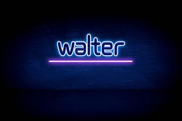 Walter Blue Neon Announcement Signboard — Stock Photo, Image