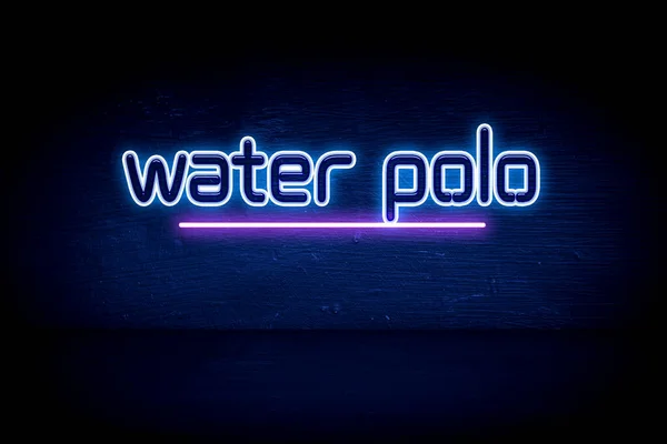 Pólo Água Placa Anúncio Néon Azul — Fotografia de Stock