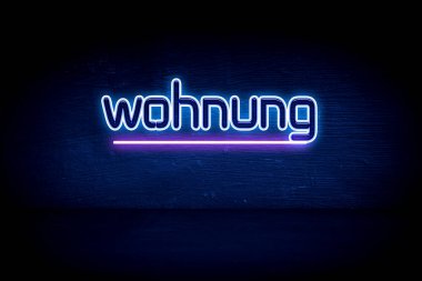 wohnung - mavi neon duyuru tabelası