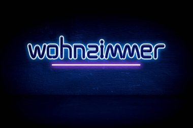 wohnzimmer - mavi neon duyuru tabelası