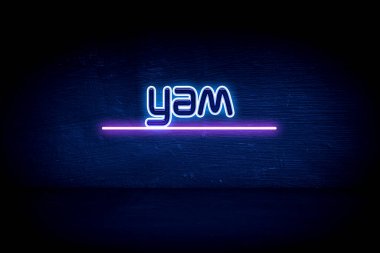 Yam - mavi neon duyuru tabelası