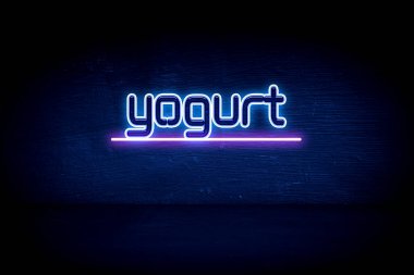 Yoğurt - Mavi neon duyuru tabelası