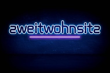 Zweitwohnsitz - mavi neon duyuru tabelası