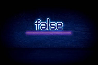 Yanlış - mavi neon duyuru tabelası