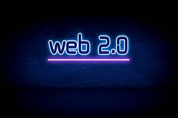 Web Kék Neon Hirdetőtábla — Stock Fotó