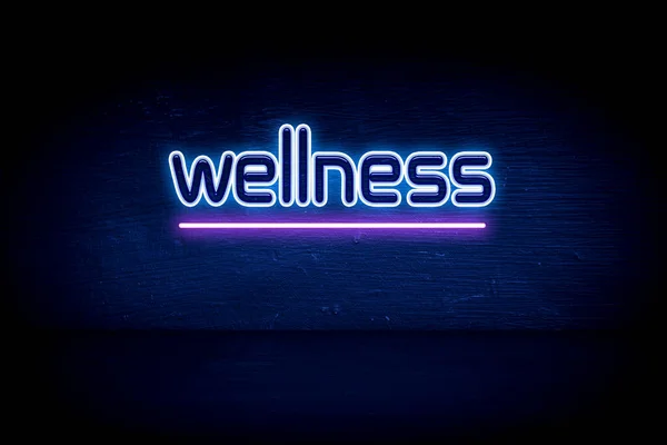 Wellness Синій Неоновий Вивіска Оголошення — стокове фото