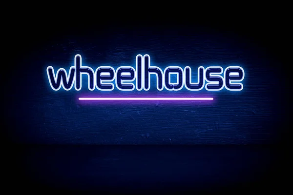 Wheelhouse Blå Neon Tillkännagivande Skylt — Stockfoto