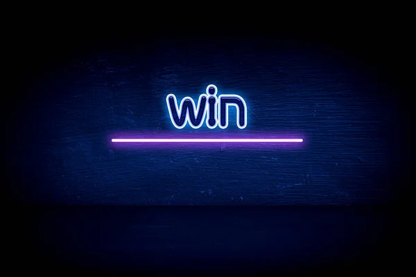 Győzelem Kék Neon Hirdetőtábla — Stock Fotó