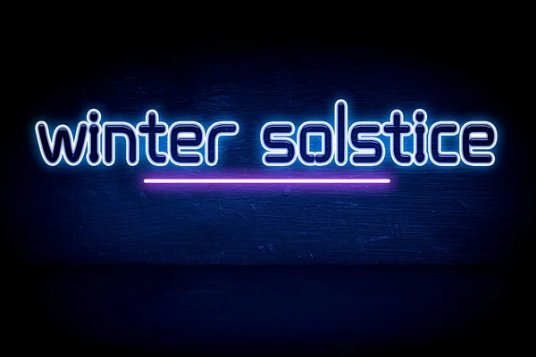Solstício Inverno Placa Anúncio Néon Azul — Fotografia de Stock