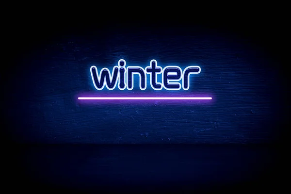 Kış Mavi Neon Duyuru Tabelası — Stok fotoğraf