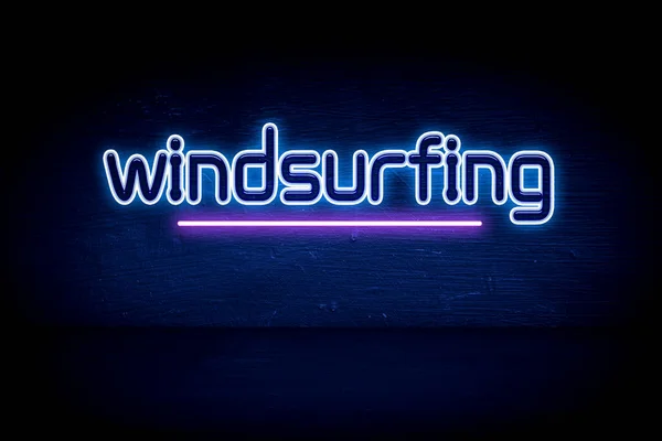 Windsurf Cartello Blu Neon — Foto Stock