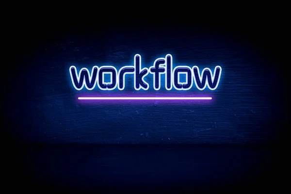 Workflow Blauw Neon Aankondigingsbord — Stockfoto