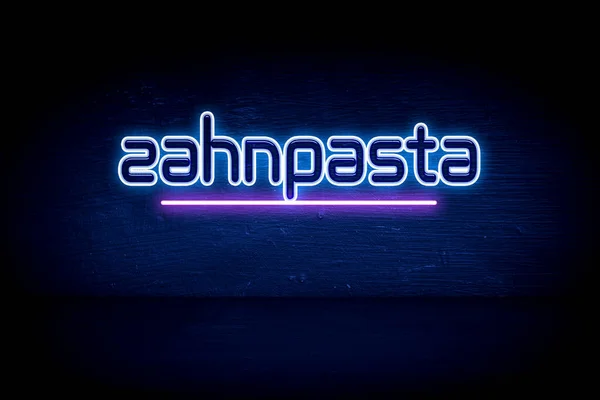 Zahnpasta Blue Neon Announcement Signboard — 스톡 사진