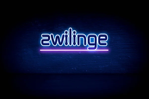 Zwilinge Blue Neon Announcement Signboard — 스톡 사진