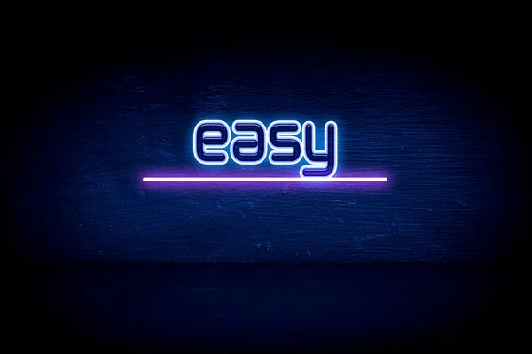 Easy Modrá Neonová Reklamní Tabule — Stock fotografie