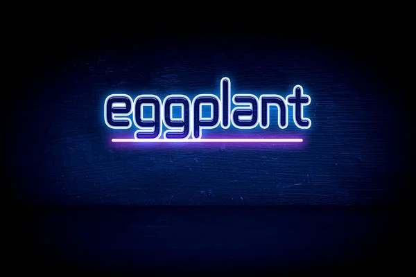 Eggplant Blue Neon Announcement Signboard — 스톡 사진