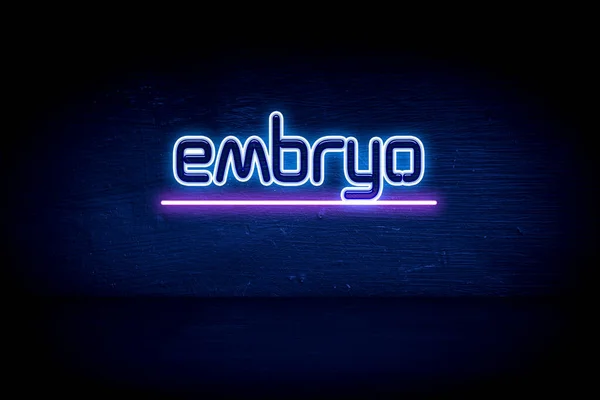 Embryo Blue Neon Announcement Signboard — Stock Photo, Image
