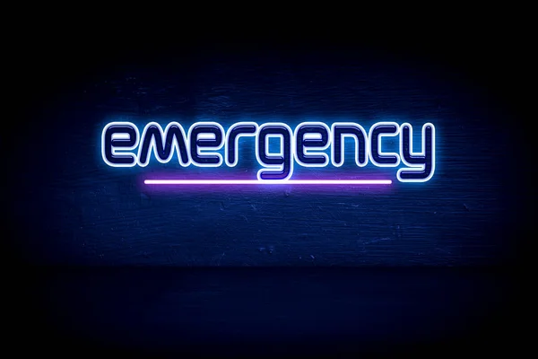 Emergencia Letrero Anuncio Neón Azul —  Fotos de Stock