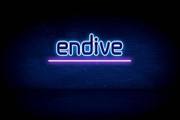 Endive Placa Anúncio Néon Azul — Fotografia de Stock