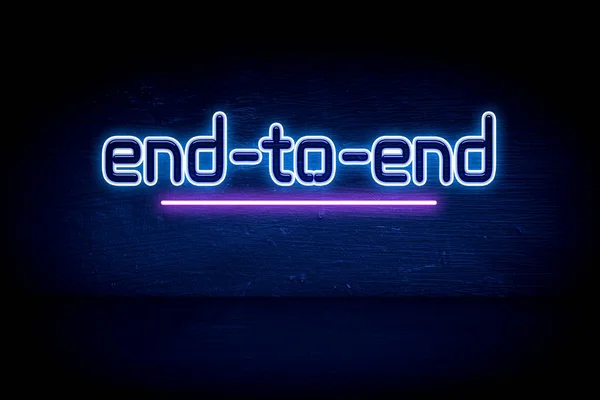 End End Blue Neon Announcement Signboard — Stock Photo, Image