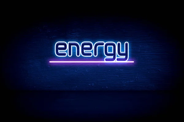 Энергия Голубая Неоновая Вывеска Объявления — стоковое фото