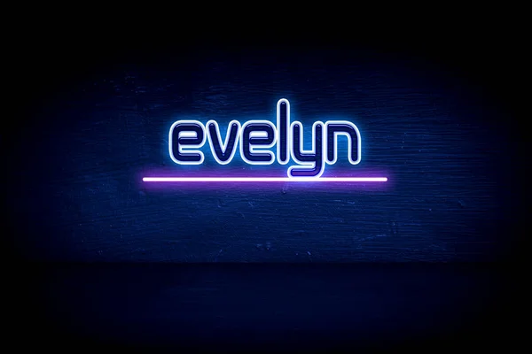 Evelyn Mavi Neon Duyuru Tabelası — Stok fotoğraf