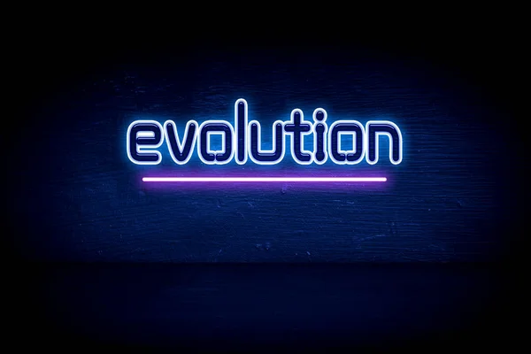 Evolúció Kék Neon Hirdetőtábla — Stock Fotó