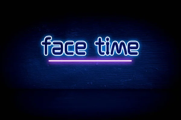Face Time Placa Anúncio Néon Azul — Fotografia de Stock