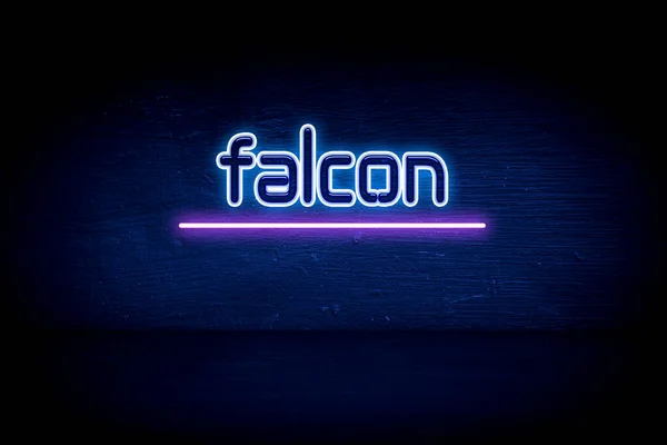 Falcon Niebieski Neon Ogłoszenie Tablicy Ogłoszeniowej — Zdjęcie stockowe